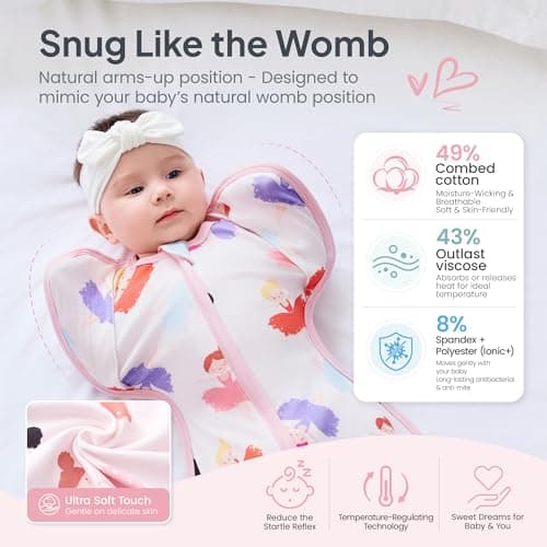 i-baby Outlast® Transitional Swaddle Sleep Sack, Arms Up Self-Soothing Swaddles with Arms in Out Cuffs Design for Newborns, Baby Sleeping Bag Wearable Blanket, Boy Girl Newborn Essentials 3-6M - Thumbnail 4