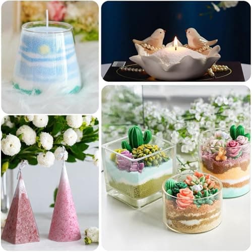 Aufien Candle Sand with Wicks,21.4 Oz Pearled Candle, DIY Bead Powder Sand Wax Making kit Refillable Non Toxic for Handmade, Wedding and Halloween Christmas Decorations White Fresh Lemon Scented - Thumbnail 4