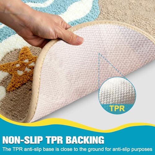 VGYYN Beach Theme Non-Slip Washable Bath Rug | Soft Adorable Ocean Decor for Bathroom, Living Room, Bedroom & Gifts 16"*24" - Thumbnail 6