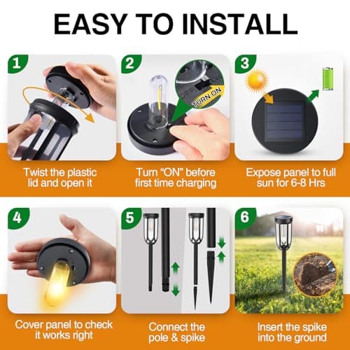 Barleit Solar Lights Outdoor 8 Pack, Solar Pathway Lights, Solar Lights Outdoor Waterproof IP65, Bright Auto On/Off Garden Lights, Solar Landscape Lights for Driveway Walkway Lawn Yard (Warm White) - Thumbnail 6