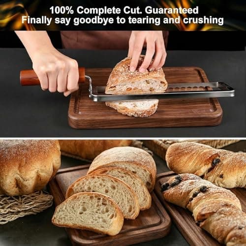 JAC HouseHold Upgrade Bread Knife for Homemade Bread, Sourdough Bread Slicer with 6 Thickness Guide & Razor Sharp Stainless Blade, Manual Bow Cutter for Bagels and Baguettes - Thumbnail 6