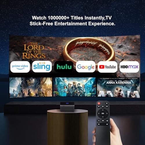 [Built-in Apps & Native 1080P] Smart Projector with WiFi and Bluetooth,Ultra-Bright 1000 ANSI,Auto Focus & Keystone Portable Outdoor Projector,Polaring 4K Support Dual Band Android Movie Projector - Thumbnail 2