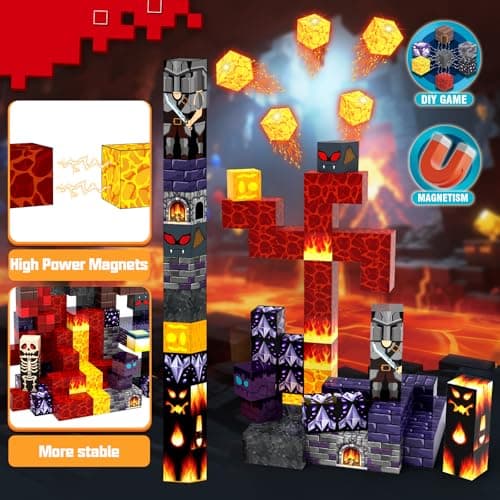 SHXYKZ 150 PCS Magnetic Blocks Toys for Kids, Dungeon-Themed Building Blocks, Stacking Magnets, STEM Montessori Sensory Toys for Boys and Girls Age 3 4 5 6 7 8 9 10 Gifts - Thumbnail 5