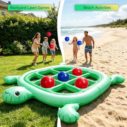 Pool Toys Games Set – Inflatable Tic Tac Toe with 10 Balls, Giant Floating Pool Floats Toy for Kids Adults Teens, Outdoor Summer Beach Lake Party, 2-10 Players, Premium PVC (Hand Pump Included) - Thumbnail 3