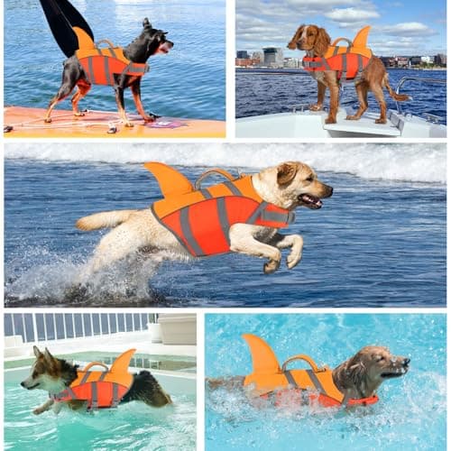 Doglay Dog Life Jacket with Shark Fin, Superior Buoyancy Dog Life Vest with Rescue Handle & Reflective Stripes, Ripstop Pet Preserver Swim Vest for Small Medium Large Dogs - Thumbnail 3