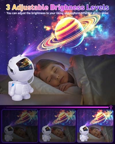 Astronaut Galaxy Projector,Star Projector with 12 Space Films,Galaxy Projector for Bedroom with Timer and 360°Rotating Magnetic Head,Planetarium projectors is Suitable for Kids and Adults (White) - Thumbnail 4