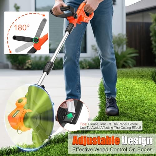 Cordless String Trimmer Compatible for Milwaukee 18V Battery,Garden Lawn Edger with 25cm Cutting Diameter,Electric String Trimmer,Weed Wacke,Weedeaters for Lawn Garden (NO Battery) - Thumbnail 4