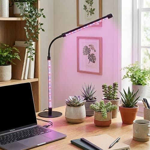 TheOneGrow Desk Grow Light for Indoor Plants with Timer, 28.7" Flexible Gooseneck Plant Light for Desk, 4-Dimming Levels, USB Powered Office Grow Light for Succulents, Herbs - Thumbnail 4