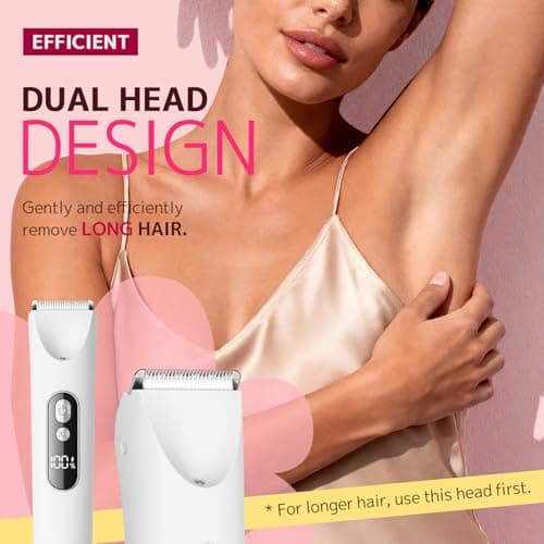 CoolHair Bikini Trimmer for Women, Smooth Electric Razor for Sensitive Skin, IPX7 Waterproof Wet & Dry Cordless Body Shaver for Bikini Area, Pubic Hair, Face, Underarms & Legs (Wihte) - Thumbnail 3