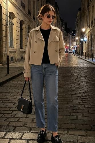 Orolay Short Trench Jackets for Women Cropped Trench Coat Double Breasted Spring Jacket Trendy Outwear - Thumbnail 4