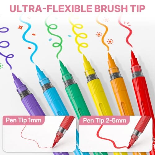 WUO 36 Colors Acrylic Paint Markers, Automatic Ink Control Brush Tip Pens, Water-Based No-Bleed Markers for Rock, Canvas, Wood, Glass, Ceramic, and DIY Art Supplies - Thumbnail 4