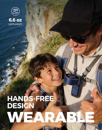 Diveblues Portable Handheld Fan, 7.4m/s High Speed Turbo Fan, 180° Foldable 4-in-1 Personal Neck Fan Integrated Carabiner Clip, 100 Speed Stepless Control, USB-C Rechargeable, 12H Battery, Fanzy D6036 - Thumbnail 5