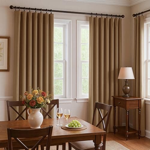 Uqocnh Velvet Curtains 96 Inches Long, Thermal Insulated Gold Brown Blackout Curtains for Living Room Bedroom Curtain Set Rod Pocket Back Tab Room Darkening Drapes, 2 Panel Gold - Thumbnail 5