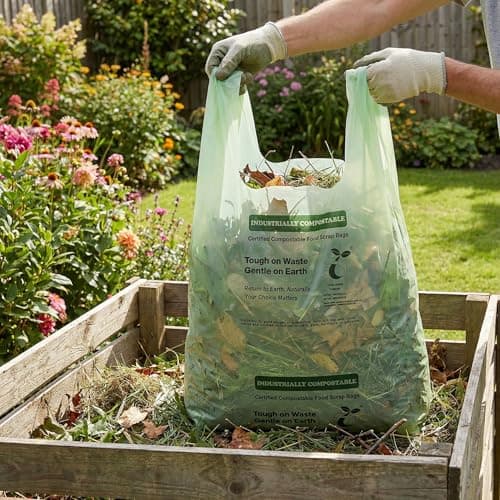 UFCOELPT 13 Gallon Compostable Trash Bags with Handles, 128 Count Bulk Value - Extra Thick 0.9 Mil Tall Kitchen Garbage Bags, Unscented Biodegradable Food Scrap Waste Bin Liners, Seedling Certified - Thumbnail 5