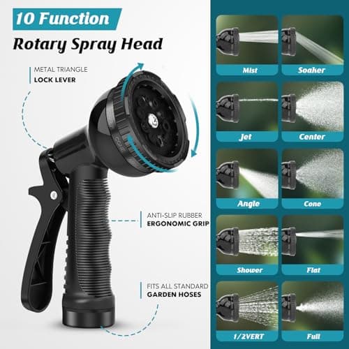 Itsonestep Garden Hose 100ft, 3/4GHT Non-Expanding Water Hose Lightweight, Flexible Garden Hose with 10 Function Nozzle, Kink-Free, Sturdy, High-Pressure, Abrasion Resistant Hoses for Yard, Garden - Thumbnail 6