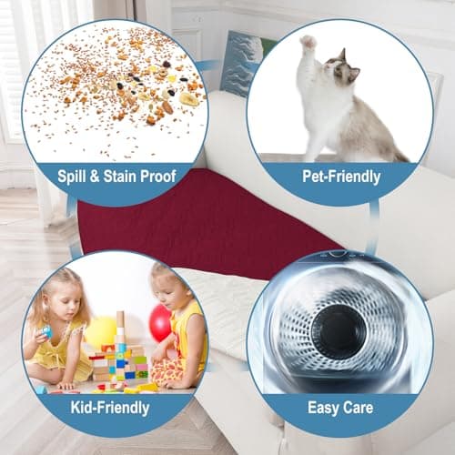 Genina 100% Waterproof Recliner Chair Covers, Anti-Slip Recliner Cover Dog Chair Cover Furniture Protector, Chair Sofa Slipcover for Pets Dogs, 1 Piece (Wine, Recliner) - Thumbnail 4