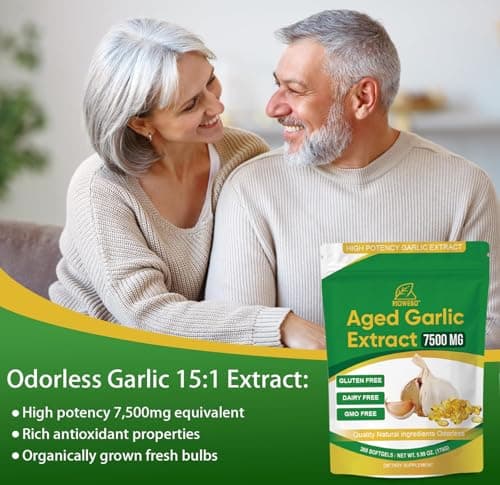 RIOWEGO Aged Garlic Extract Softgels,Odorless Allium Sativum Antioxidant Supplement for Heart & Immune Support, Vegetarian, Non-GMO,2 Year Matured for Antioxidant Wellness-300 Count - Thumbnail 5