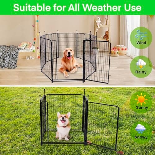 GETLAY 48in(H) Tall Garden Fencing No Door, 12 Panels 26.7 Ft(L) Total Metal Barrier, Dog Fence Outdoor for Yard, Fences for Garden Beds, Fencing Border - Thumbnail 5