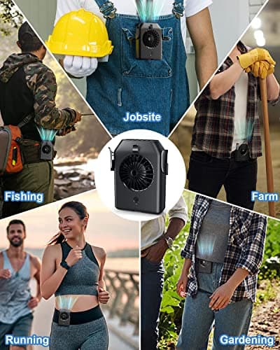 Stsase Portable Fan 10000mAh Rechargeable, Mini Waist Fan With Max 24H Working Time, 3 Speeds 5100RPM Strong Airflow Wearable Personal Clip Fan Belt Fan for Outdoor, Jobsite, Farms, Traveling, Fishing - Thumbnail 6