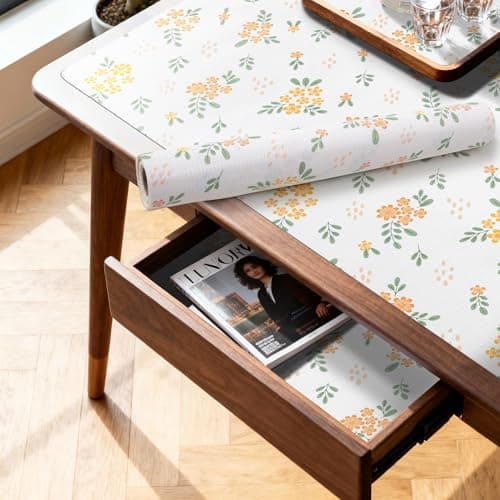 RAY STAR 18 Inch x 8 Ft Shelf Liner for Kitchen Cabinets, Non-Adhesive Cabinet Liner Washable, Drawer Liner for Dresser Non-Slip Bathroom [Orange Honey Blossom] - Image 1