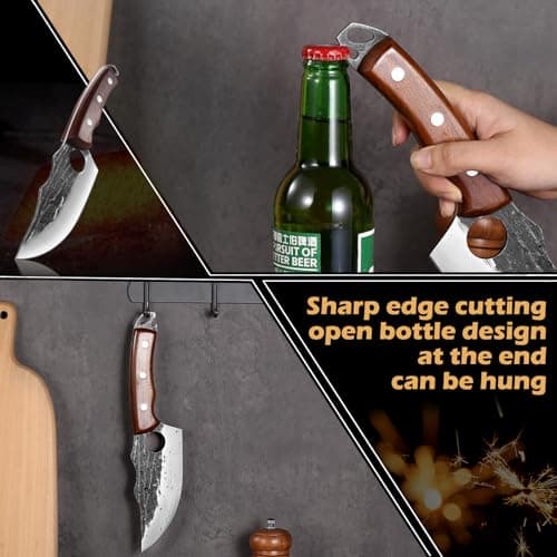 ACEKNIFE 6" Viking Knife for Meat Cutting, Hand Forged Boning Knife, German Steel and Ergonomic Wood Handle, with Sheath for Kitchen and Outdoor - Thumbnail 5