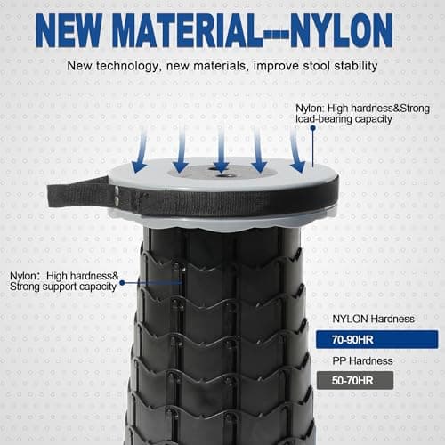 ALEVMOOM Upgraded Nylon Collapsible Stool with 500lbs Max Weight Portable Retractable Folding Telescoping Stools for Adults Chair for Outdoor Camping Fishing Hiking BBQ(Nylon Gray) - Thumbnail 4