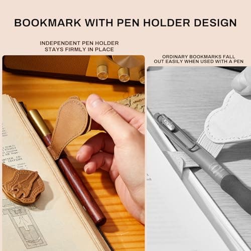 2 Pcs Leather Magnetic Bookmarks for Men,Vintage Sword and Dragon Pattern, PU Leather Bookmark, Gift Box Included - Thumbnail 5