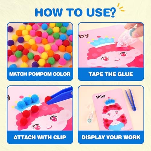 YPLUS Pom Poms Arts and Crafts Kit for Kids, Toddler Creativity Crafts Supplies - Preschool DIY Sensory Montessori Activities - Fine Motor Skills Toys for Kids, Boys and Girls Ages 3-5 4-6 4-8 - Thumbnail 3