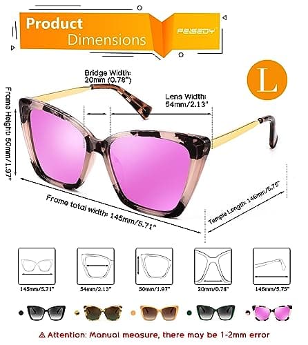 FEISEDY Trendy Polarized Women Sunglasses, Retro Womens Square Cat Eye Sun Glasses B4134 - Thumbnail 6