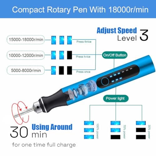 Resin Polishing Tools Kit,Electric Resin Drill Kit,Rotary Pen & Deburring Tool 3D Printing for Keychain Making,Jewelry Art,Resin Duberring, Drilling,Polishing,Engraving,DIY - Thumbnail 2
