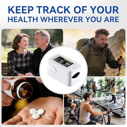 Berrcom Fingertip Pulse Oximeter with LED Display & Multi-Parameter Tracking (SpO2, PR, PI), Fast & Accurate Blood Oxygen Monitor, Includes Batteries & Lanyard (White) - Thumbnail 3