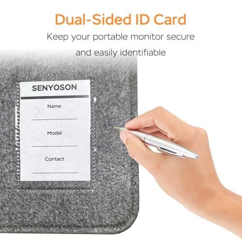 Senyoson 18.5 Inches Portable Monitor Sleeve Case for Sceptre Kado MNN KYY InnoView Yxk ForHelp AYY VisionOwl Yodoit Uperfect ViewSonic, Durable Lightweight Felt Storage Bag, Laptop Screen Extender - Thumbnail 5