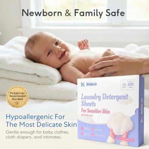 BellaLuce Sensitive Skin Laundry Detergent Sheets, 100 Loads (50 Count) - Hypoallergenic & Fragrance Free Washing Strips, Gentle for Baby, Travel & Dorm Essentials - Thumbnail 5