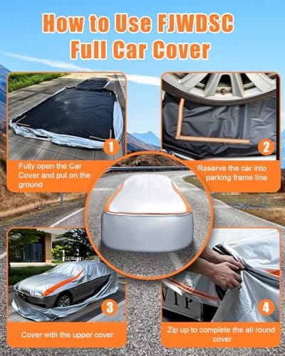 FJWDSC Sliver Full Enclosed Larger SUV Car Cover Universal Fit Tahoe/Traverse,Sienna,BMW X7/XM,Audi Q6/Q7,GLS/EQS,Yukon,Lexus LX/TX,GL8,Odyssey,Ford Flex,Durango,Infiniti QX60/80,EM90,Pacifica - Thumbnail 4