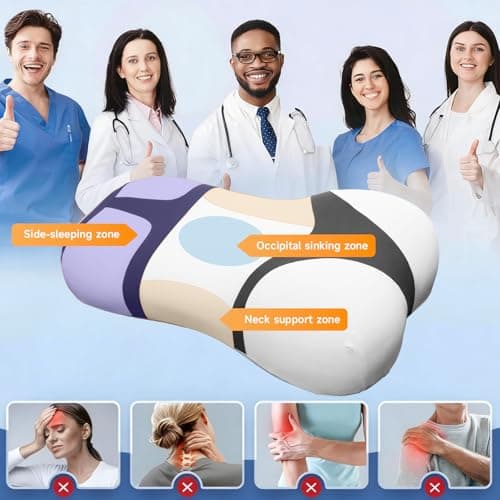 Bespilow Ergonomic Cervical Pillow for Neck Pain Relief,Contoured Memory Foam Neck Pillow,Orthopedic Shoulder Supportfor Side, Back, Stomach Sleepers,Quirky Gift for Audlt - Thumbnail 3