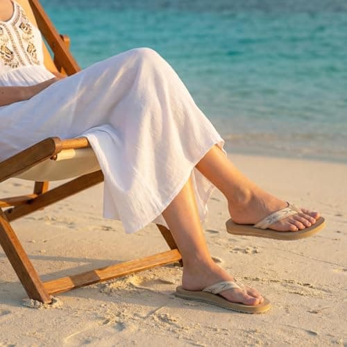 STEP QUEEN Women's Arch Support Flip Flops 2026 Summer Comfortable Rubber Water Shoes for Beach Shower Non-Slip Thong Sandals with Cushioned Footbed for Wide Feet Beige Size 10 - Thumbnail 3