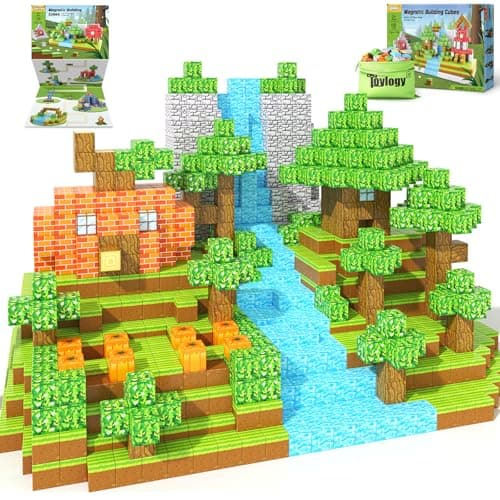 150PCS Magnetic Blocks-Build Mine Magnet World Pumpkin Edition Kids Building Outdoor Toys for 3 4 5 6 7 Years Old Boys Girls, Magnetic STEM Toddler Construction Toys for Halloween Birthday Gifts - Image 1