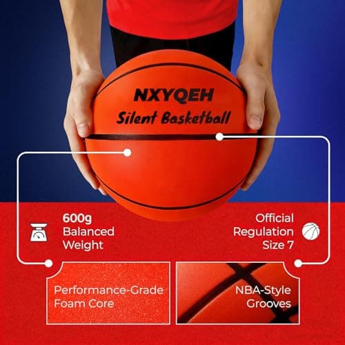 Silent Basketball Size 7(29.5”) - Next-Gen Weight Edition 600g Airless Foam Indoor Basketball w/Advanced Durability, Deep Grooves & High Bounce -Suitable for Pros,Kids& Beginner Quiet Indoor Training - Thumbnail 2