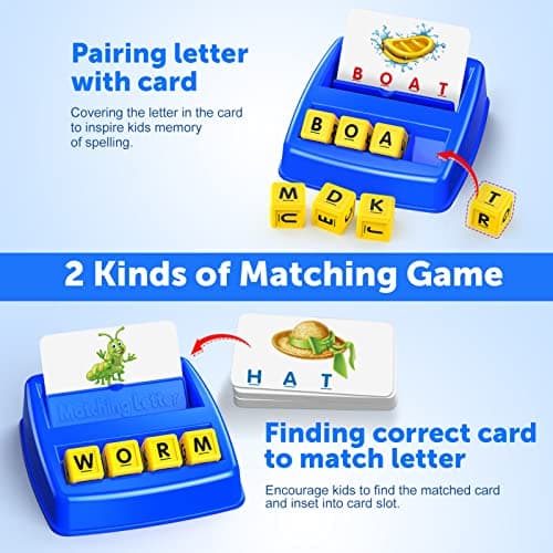 Learning Games for Kids Ages 3-8, Matching Letter Game for Kids Toys Ages 3-8 Educational Toys for 3-8 Year Olds Boys Girls Birthday Party Easter Gifts for 3-8 Year Olds Boys Girls Blue - Thumbnail 2