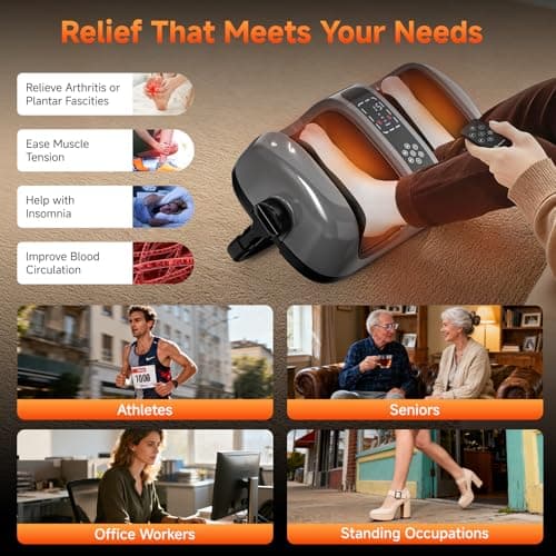 ALLYOUGER 2026 Upgraded Foot Massager with Heat - Shiatsu Deep Kneading Machine for Plantar Fasciitis, Neuropathy & Circulation - 5 Intensities, 4 Modes - Ideal Gifts for Women & Men - Thumbnail 6