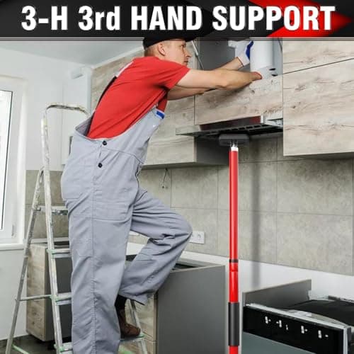 3-H Cabinet Jacks for Installing Cabinets, Thickened All-Steel Adjustable Support Pole with Twist-Lock Mechanism, Heavy-Duty Third Hand Tool, Red, 27.5"-43" 1pc - Thumbnail 5
