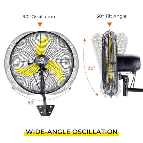 FUGOO 24'' Outdoor Oscillating Wall Fan With All Sealed Brushless DC Motor, 4-Speed Waterproof Outdoor Fan, Heavy Duty Industrial Wall Mount Fans for House,Patios, Commercial, Garage, Warehouse - Thumbnail 4