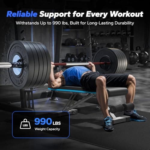 MERACH Weight Bench, Foldable Weight Benches for Home Gym with 990 LBS, Adjustable Weight Bench with 72 Training Angles, Incline Bench Press for Full Body - Thumbnail 4