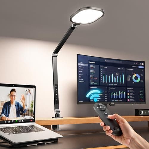 LitONES Remote Desk Lamp with Clamp – Professional Home Office Lighting for Video Conference/Zoom/Reading, 2000LM Eye-Caring Dimmable Lighting with 30 Light Modes, Memory, Timer, CRI 97.8 - Image 1