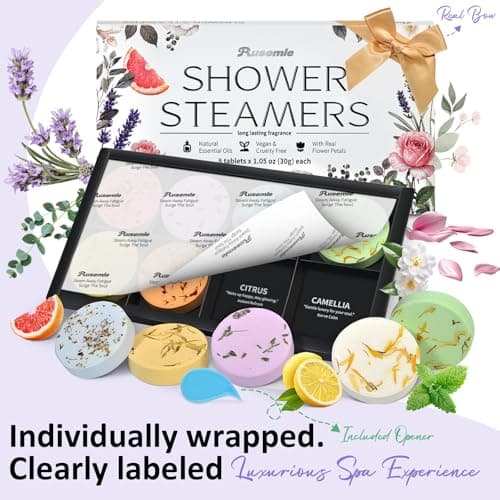 Shower Steamers Aromatherapy Birthday Gifts for Women - 8 Pcs Mothers Day Gifts for Mom Wife Daughter Grandma, Self Care with Natural Essential Oils Relaxation Home Spa Gift Set (Cream White) - Thumbnail 3