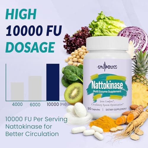 Gyumolics Nattokinase Supplement 10000FU with Organic Nattokinase, Serrapeptase, Bromelain, Curcumin, Vitamin E & Ginseng, Movement Comfort, 90 Capsules - Thumbnail 2