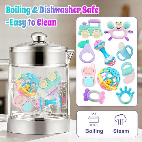 Baby Toys 0-6 Months - Baby Rattles Teething Toys 3-6 Month Infant Toys 6-12 Months Teether Toy 3 4 5 6 Month Old Newborn Essentials Must Haves Wrist Socks Christmas Gifts Valentines Gifts for Kids - Thumbnail 5