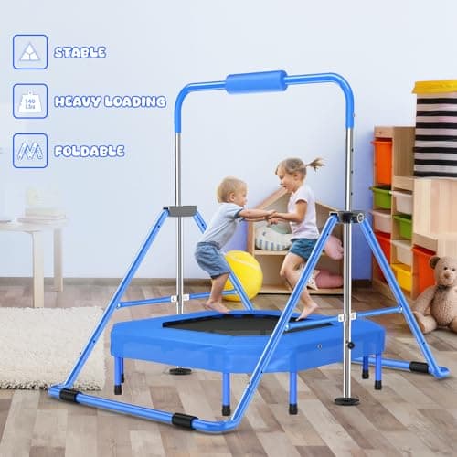 Safly Fun Foldable Gymnastics Bar for Kids, Adjustable 35"-51", Sturdy 148 lbs Capacity, Easy-to-Assemble, Gymnastics Equipment for Kids for Indoor/Outdoor Training - Thumbnail 6