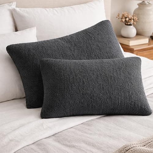 Sunday Citizen Snug Sham Set (Set of 2) – Ultra Soft Fluffy Pillow Shams, Decorative Bed Pillow Shams - Signature Snug Fabric, Hypoallergenic, Machine Washable - Standard (20.5" x 26.5") - Coal - Thumbnail 2