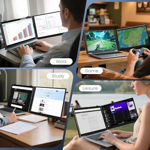 Laptop Screen Extender, Ultra-Thin 15.3" FHD 1200P 16:10 Portable Monitor for Laptop, Lightweight Dual Monitor Extender Plug & Play for 14.2"-17.3" Laptops, Compatible with Wins/Mac/Chrome/Linux - Thumbnail 4